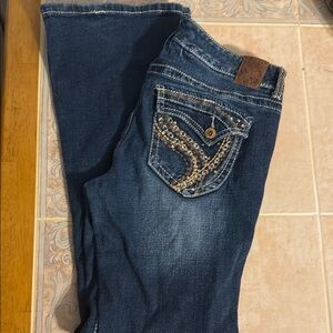 Ariya Blue Boot Cut Jeans with Gold Embroidery